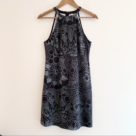 Trina Turk Floral Jersey Halter Dress 2 Black Grey - Picture 7 of 7